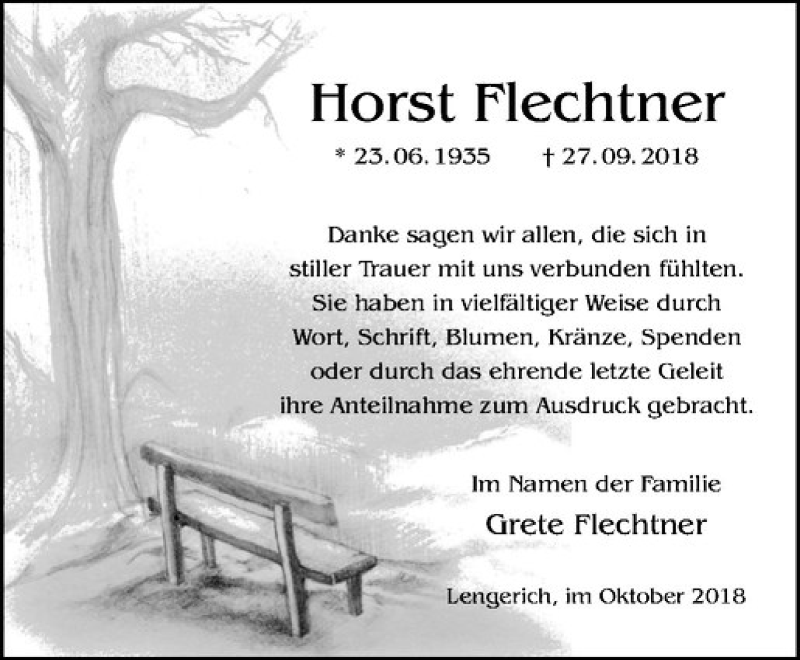  Traueranzeige für Horst Flechtner vom 31.10.2018 aus Westfälische Nachrichten