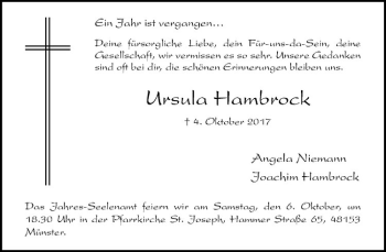 Anzeige von Ursula Hambrock von Westfälische Nachrichten