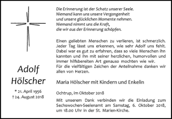 Anzeige von Adolf Hölscher von Westfälische Nachrichten