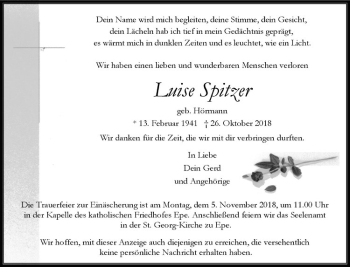 Anzeige von Luise spitzer von Westfälische Nachrichten