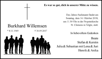 Anzeige von Burkhard Willemsen von Westfälische Nachrichten