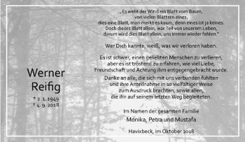 Anzeige von Werner Reifig von Westfälische Nachrichten