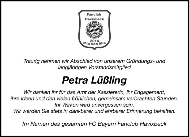  Traueranzeige für Petra Lüßling vom 20.10.2018 aus Westfälische Nachrichten