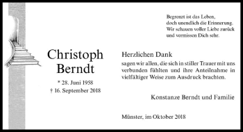 Anzeige von Christoph Berndt von Westfälische Nachrichten