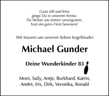 Anzeige von Michael Gunder von Westfälische Nachrichten