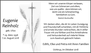 Anzeige von Eugenie Reinholz von Westfälische Nachrichten