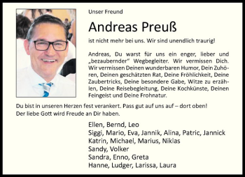 Anzeige von Andreas Preuß von Westfälische Nachrichten