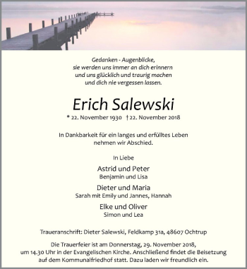 Anzeige von Erich Salewski von Westfälische Nachrichten