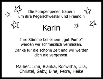 Anzeige von Karin Schwaning von Westfälische Nachrichten