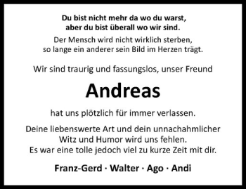 Anzeige von Andreas Preuß von Westfälische Nachrichten