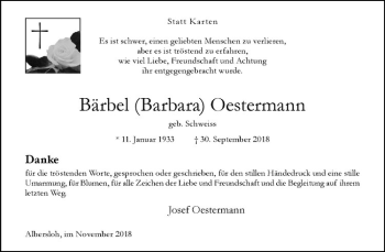 Anzeige von Bärbel Oestermann von Westfälische Nachrichten