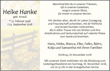 Anzeige von Heike Hanke von Westfälische Nachrichten