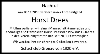 Anzeige von Horst Drees von Westfälische Nachrichten