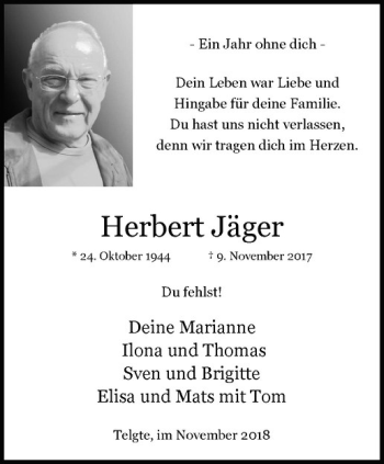 Anzeige von Herbert Jäger von Westfälische Nachrichten
