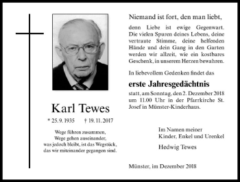 Anzeige von Karl Tewes von Westfälische Nachrichten