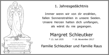Anzeige von Margert Schleutker von Westfälische Nachrichten