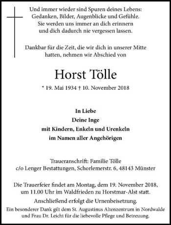 Anzeige von Horst Tölle von Westfälische Nachrichten