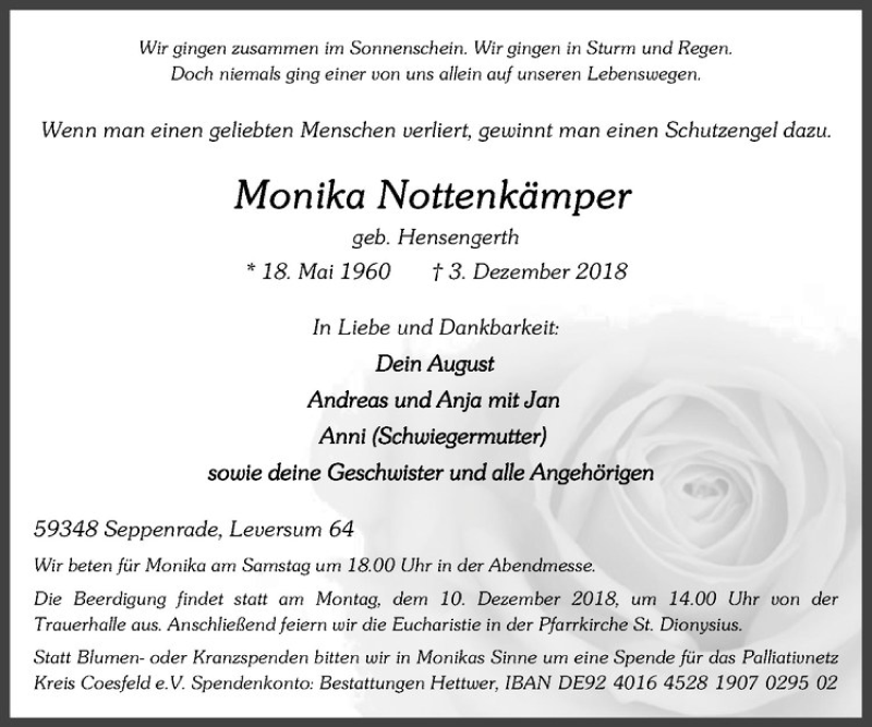 Traueranzeige für Monika Nottenkämper vom 06.12.2018 aus Westfälische Nachrichten
