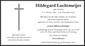 Anzeige von Hildegard Luchtmeijer von Westfälische Nachrichten