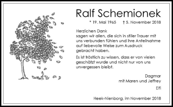 Anzeige von Ralf Schemionek von Westfälische Nachrichten