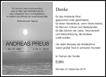 Anzeige von Andreas Preuß von Westfälische Nachrichten