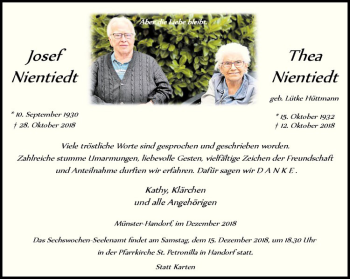 Anzeige von Thea Nientiedt von Westfälische Nachrichten