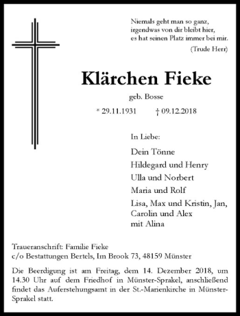 Anzeige von   von Westfälische Nachrichten