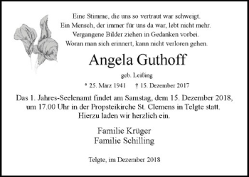Anzeige von Angela Guthoff von Westfälische Nachrichten