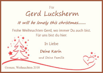Anzeige von Gerd Lucksherm von Westfälische Nachrichten