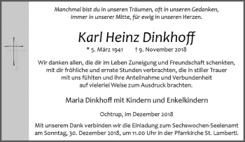 Anzeige von Karl Heinz Dinkhoff von Westfälische Nachrichten