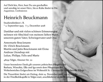 Anzeige von Heinrich Beuckmann von Westfälische Nachrichten