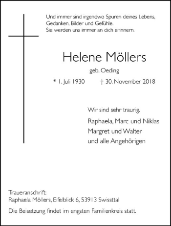 Anzeige von Helene Möllers von Westfälische Nachrichten