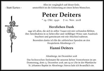 Anzeige von Peter Deiters von Westfälische Nachrichten