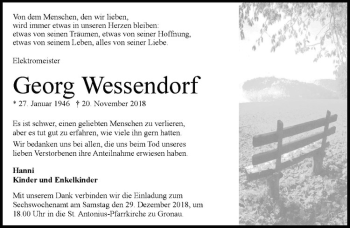 Anzeige von Georg Wessendorf von Westfälische Nachrichten