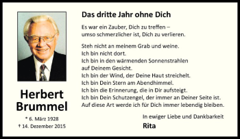 Anzeige von Herbert Brummel von Westfälische Nachrichten
