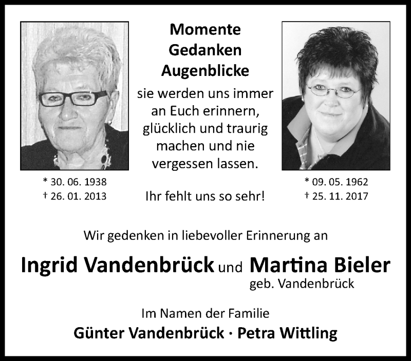  Traueranzeige für Martina Bieler vom 26.01.2018 aus Westfälische Nachrichten
