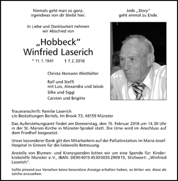 Anzeige von Winfried Laserich von Westfälische Nachrichten