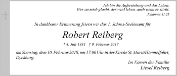Anzeige von Robert Reiberg von Westfälische Nachrichten