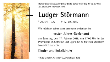 Anzeige von Ludger Störmann von Westfälische Nachrichten