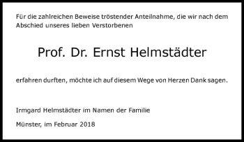 Anzeige von Ernst Helmstädter von Westfälische Nachrichten