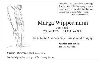 Anzeige von Marga Wippermann von Westfälische Nachrichten