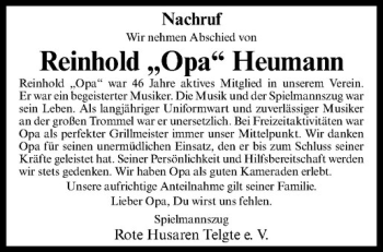 Anzeige von Reinhold Heumann von Westfälische Nachrichten