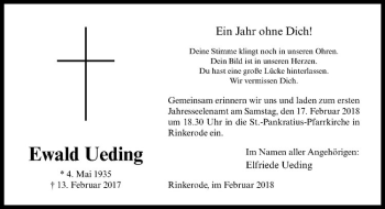 Anzeige von Ewald Ueding von Westfälische Nachrichten