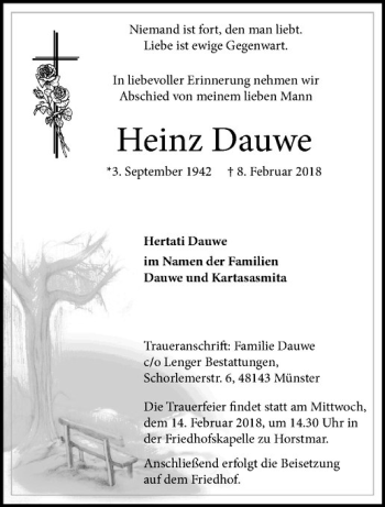 Anzeige von Heinz Dauwe von Westfälische Nachrichten