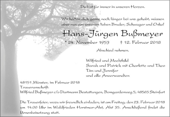 Anzeige von Hans-Jürgen Bußmeyer von Westfälische Nachrichten