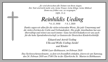 Anzeige von Reinhildis Ueding von Westfälische Nachrichten