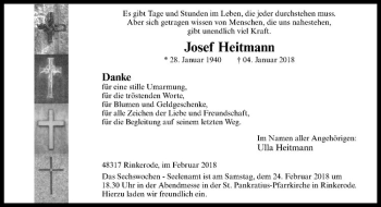Anzeige von Josef Heitmann von Westfälische Nachrichten