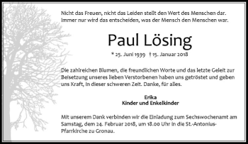 Anzeige von Paul Lösing von Westfälische Nachrichten