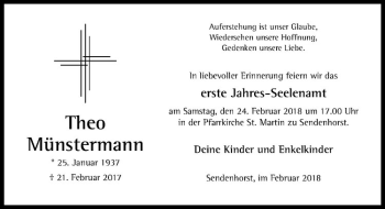 Anzeige von Theo Münstermann von Westfälische Nachrichten