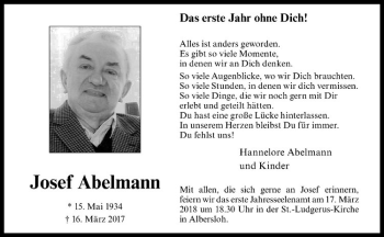 Anzeige von Josef Abelmann von Westfälische Nachrichten